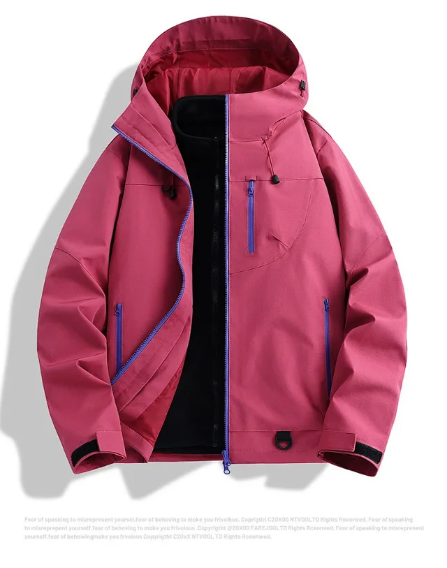 Spring Autumn New Unisex Fashion Zipper Color Blocked 3-in-1 Outdoor Jacket Detail