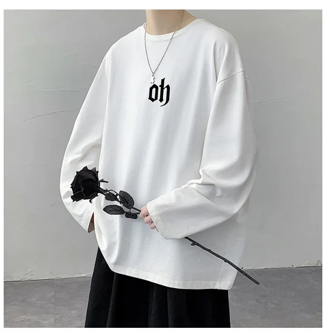 Autumn New Hong Kong Style Cotton T-shirt Detail