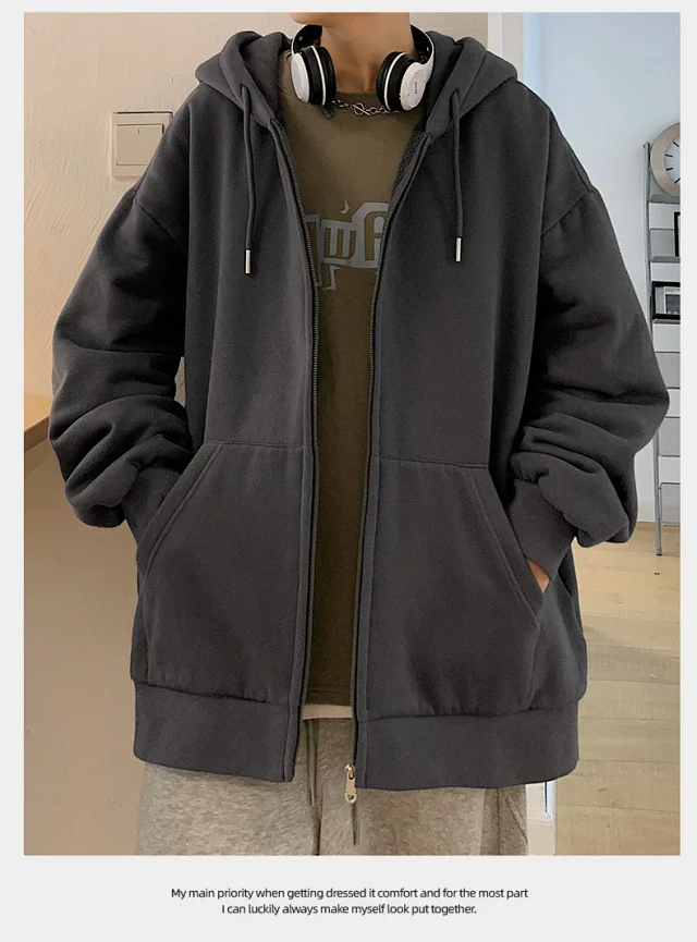 Fleece Men's Hooded Cardigan Detail