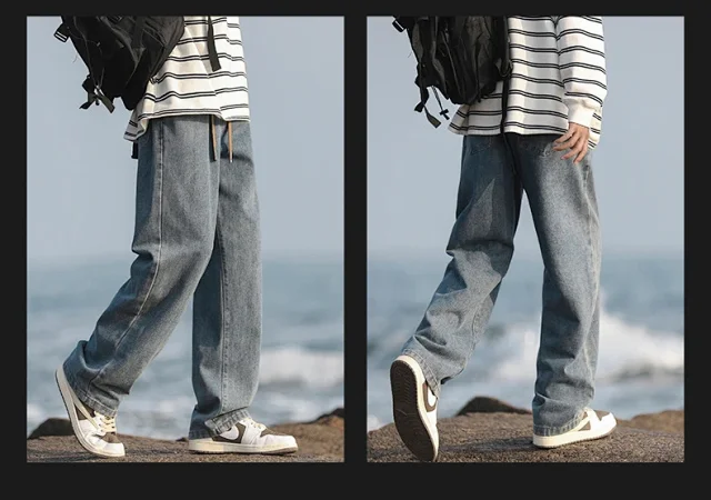 Men's Loose Straight Soft Denim Jeans Detail