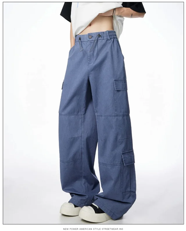 Unisex Retro Cotton Cargo Pants Detail