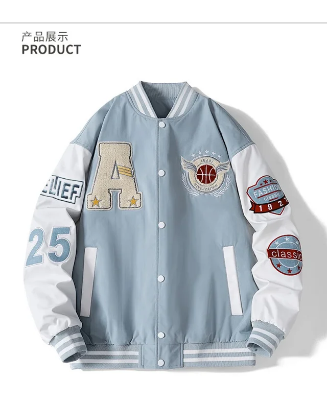 Men's Baseball Jacket with Embroidery Detail