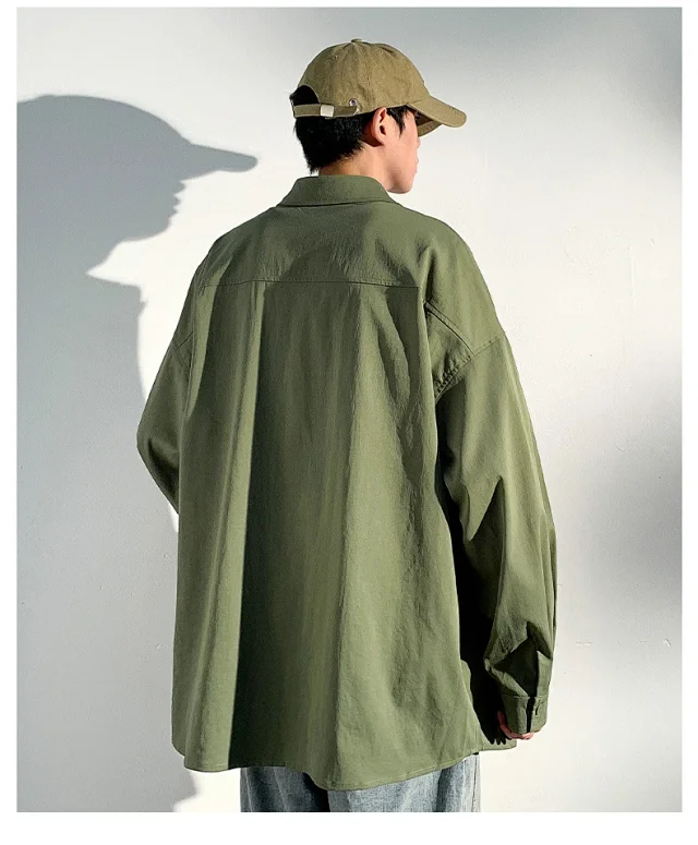 2025 Autumn Hong Kong Style Men's Workwear Shirt Detail