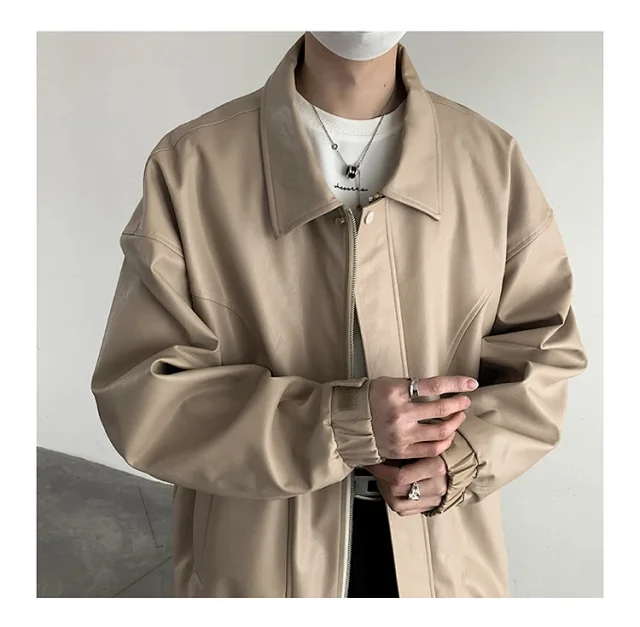 2025 Spring/Fall Men's PU Leather Jacket Detail