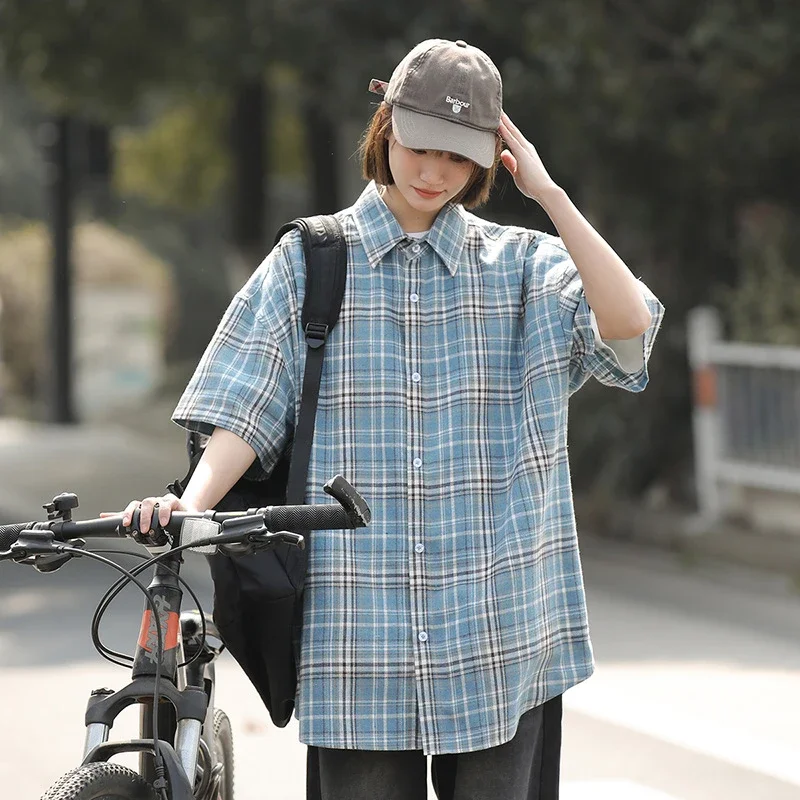 Vintage Plaid Short-sleeve Shirt
