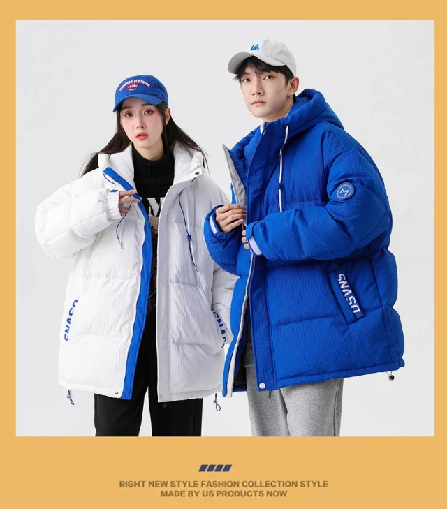Men's Winter White Down Puffer Jacket Detail