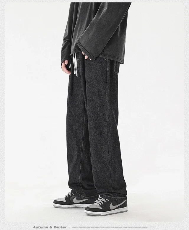Men's Loose Straight Cotton Denim Jeans Detail
