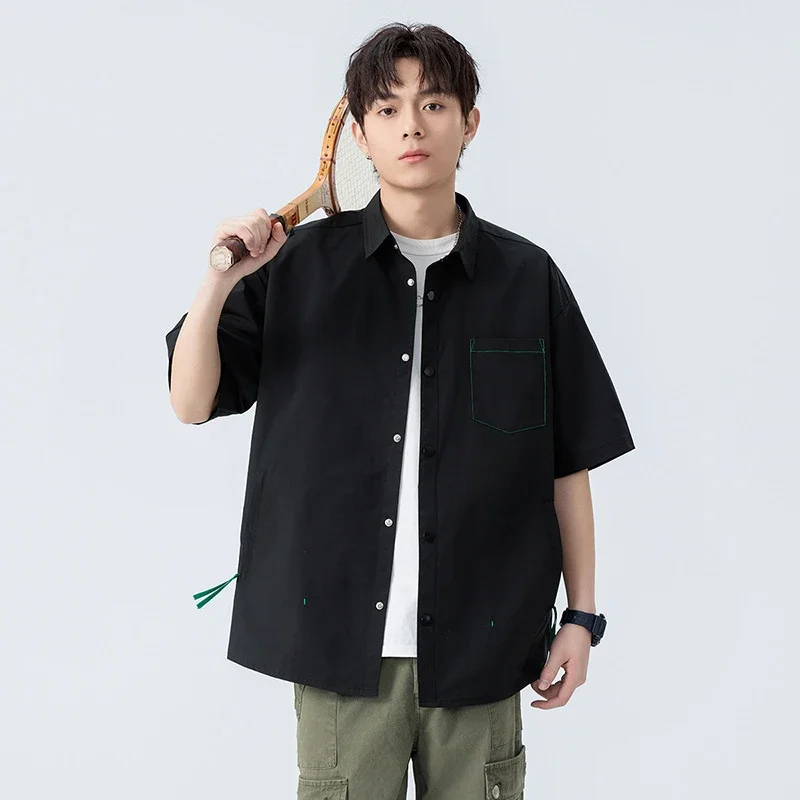 Men's Summer Short-sleeve Hong Kong-style Shirt