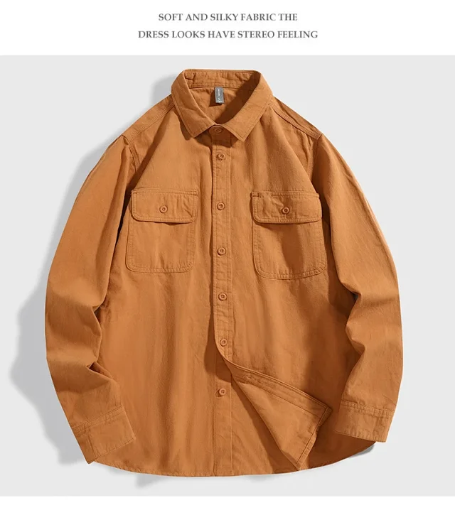 Autumn Retro Multi - Pocket Work Shirt Detail