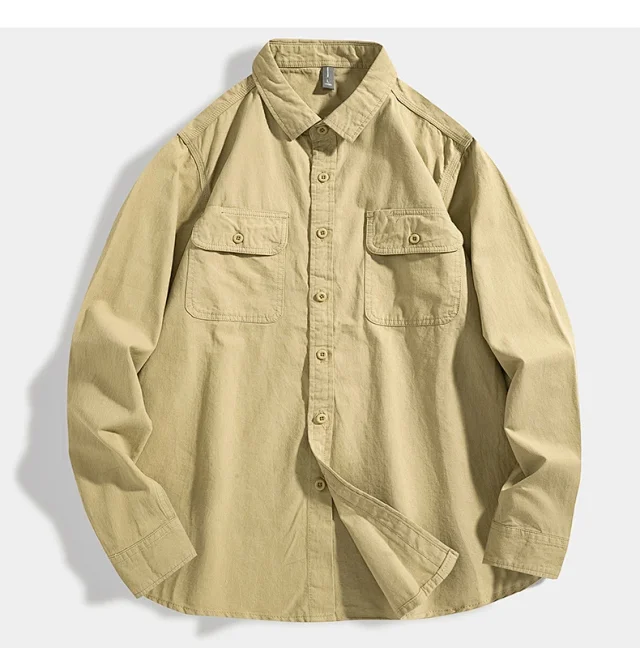 Autumn Retro Multi - Pocket Work Shirt Detail