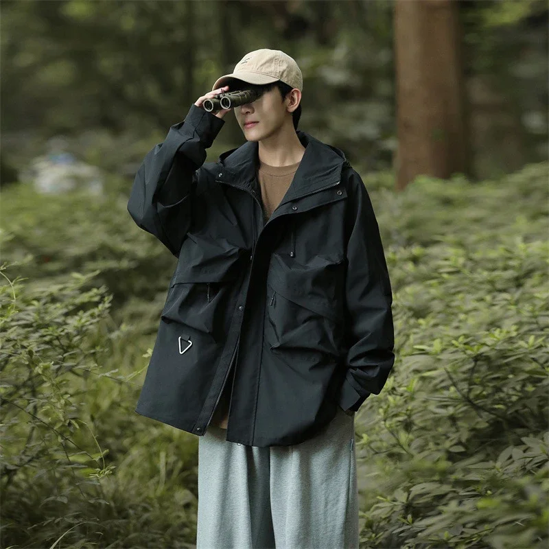 Solid Outdoor Windproof Waterproof Hooded Jacket
