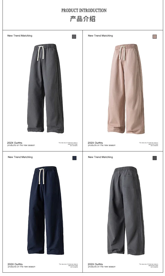 Men's 2025 New American High Street Straight Washed Joggers Detail