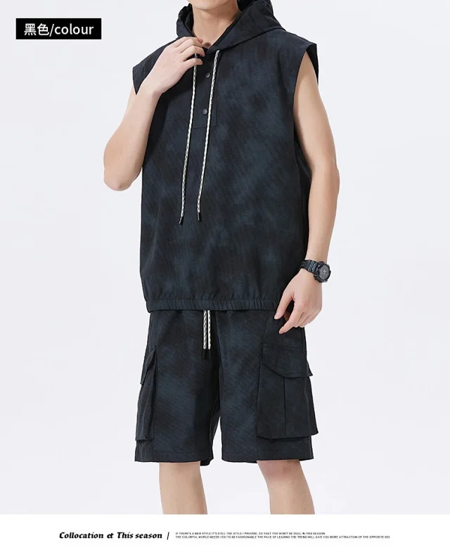 Men's Summer Sportswear Set with Vest & Shorts Detail