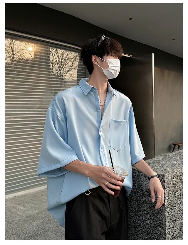 New Solid Ice Silk Shirt Coat Detail