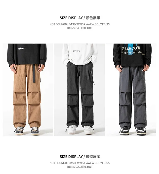 Autumn Men's Parachute Cargo Pants Detail