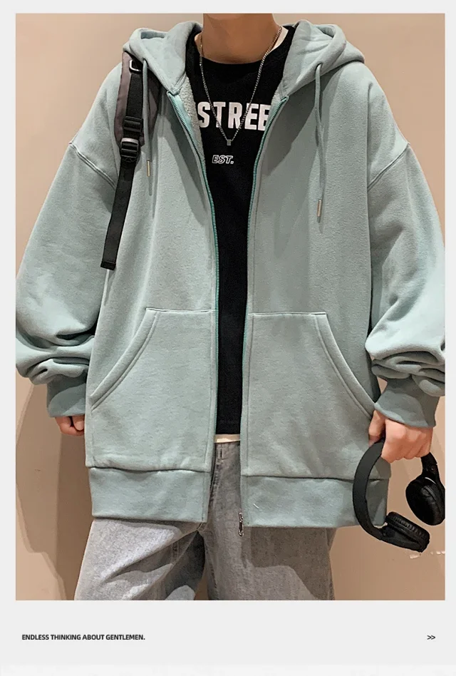 Fleece Men's Hooded Cardigan Detail