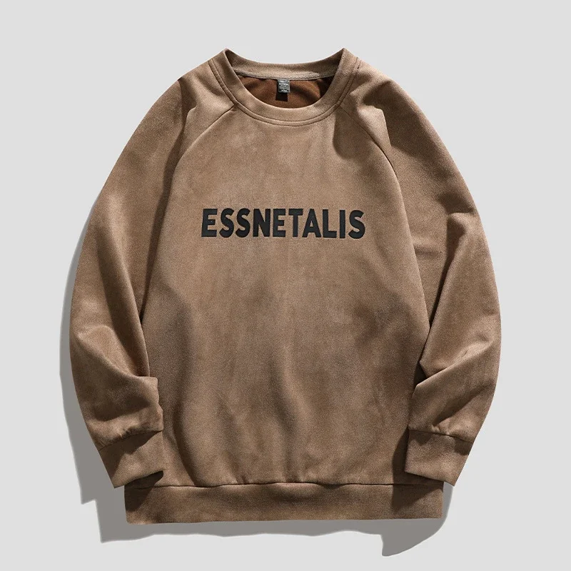 2025 Men's New Round - Neck Suede Pullover