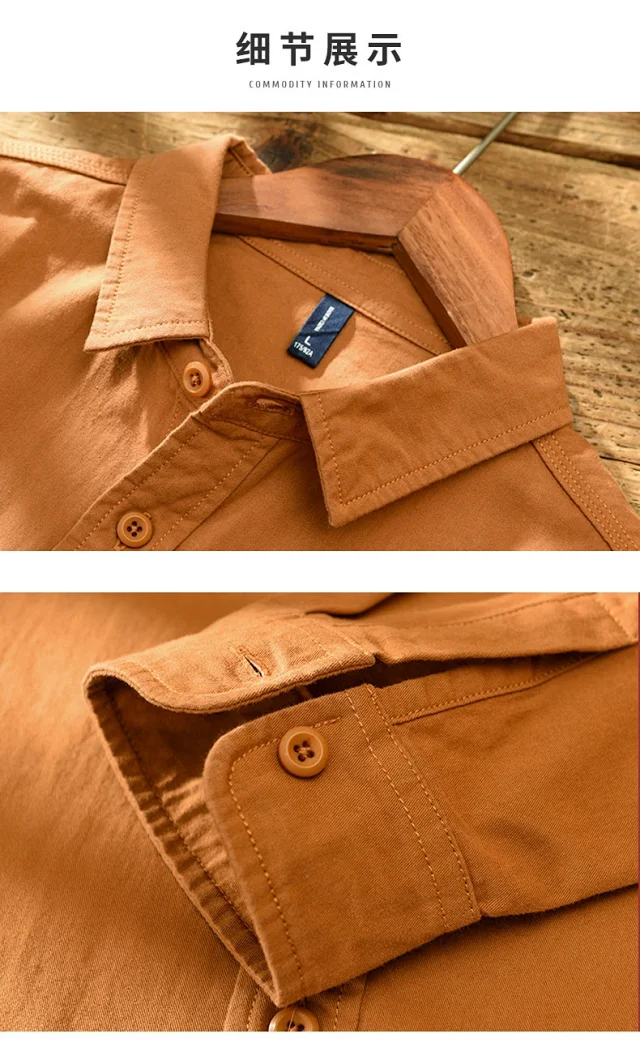 Autumn Retro Multi - Pocket Work Shirt Detail