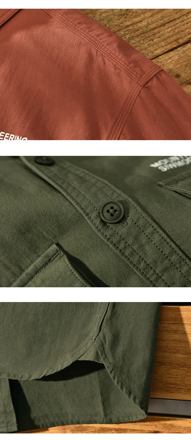 Men's Spring/Fall New Cotton Long-sleeve Shirt & Denim Work Jacket Detail