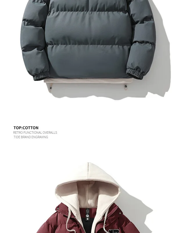 2025 Winter Men's Hooded Cotton Coat Detail