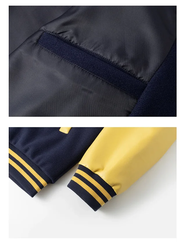 Men's Retro PU - Leather Baseball Jacket Detail