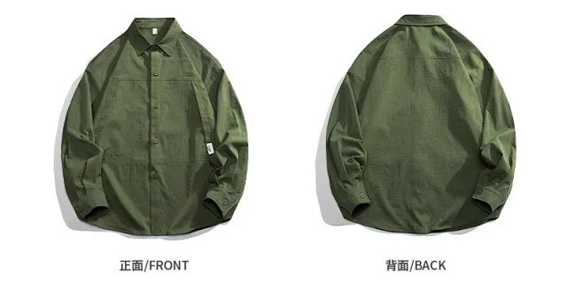 2025 Autumn Hong Kong Style Men's Workwear Shirt Detail