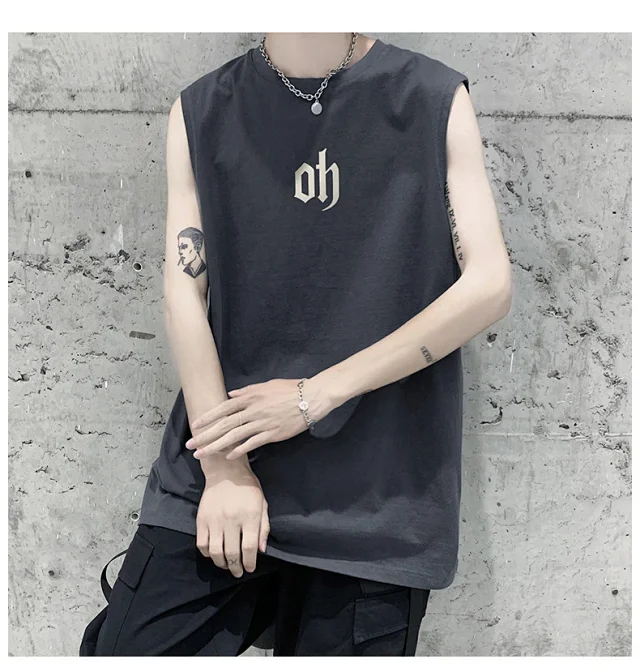 Cotton Men's Summer Sleeveless T-shirt Detail