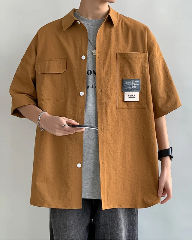 Men's Summer Ice Silk Short-Sleeve Shirt Detail