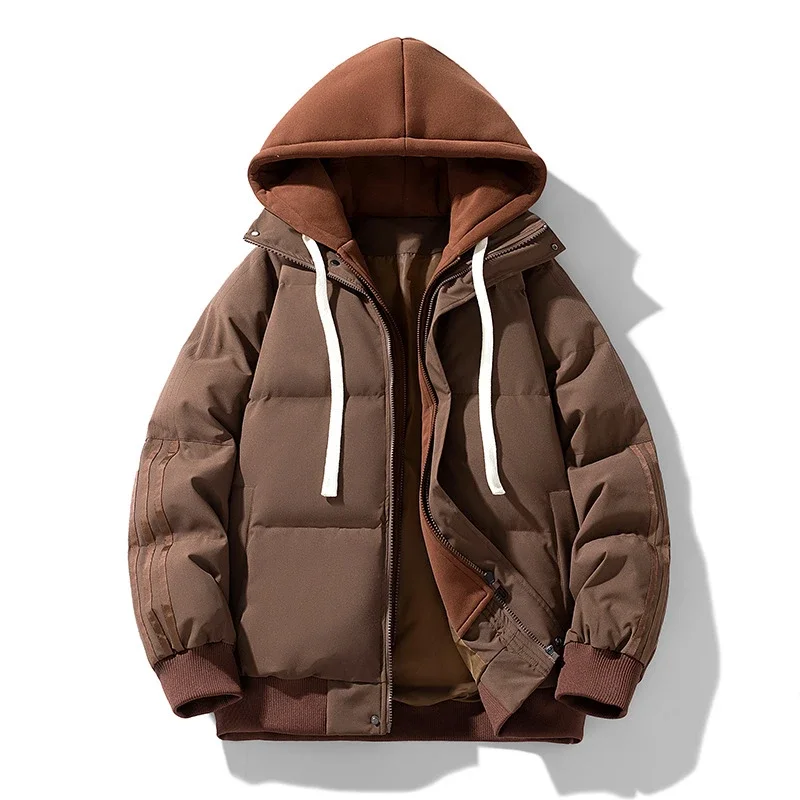 Unisex Loose Winter Hooded Puffer (Faux 2-in-1)