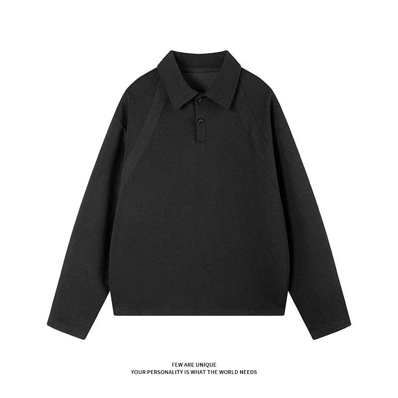 Men's Retro Patchwork Polo Long Sleeve T-shirt