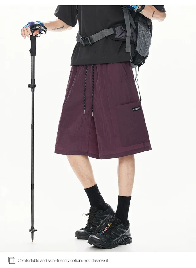 Men's Loose Straight Ice Silk Shorts Detail