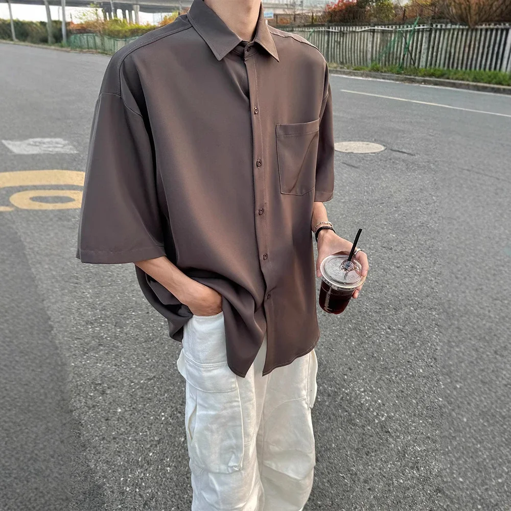 New Solid Ice Silk Shirt Coat