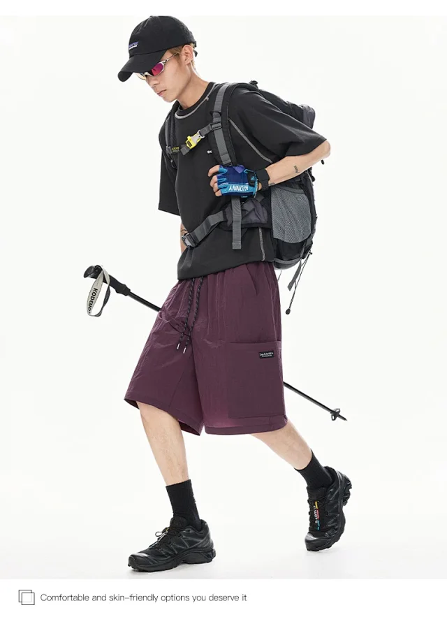 Men's Loose Straight Ice Silk Shorts Detail