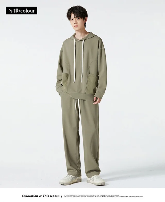 Men's Trendy Hoodie & Loose Pants Set Detail