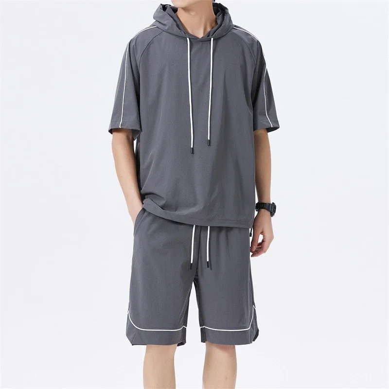 Summer Men's Hoodie & Shorts Set