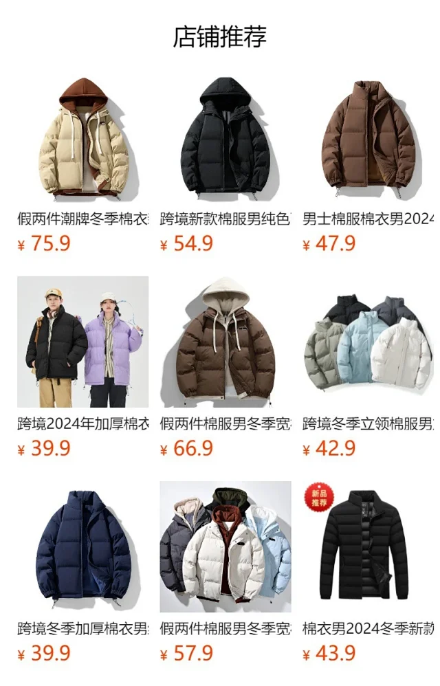 Unisex Loose Winter Hooded Puffer (Faux 2-in-1) Detail