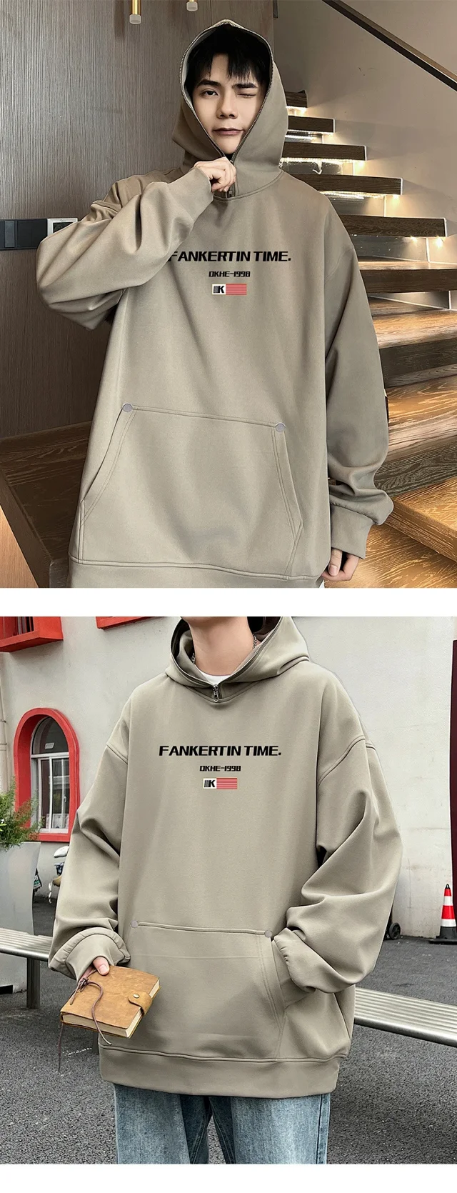 Men's Hoodie with Fleece Detail