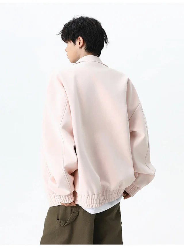 Retro PU Leather Jacket for Couples Detail