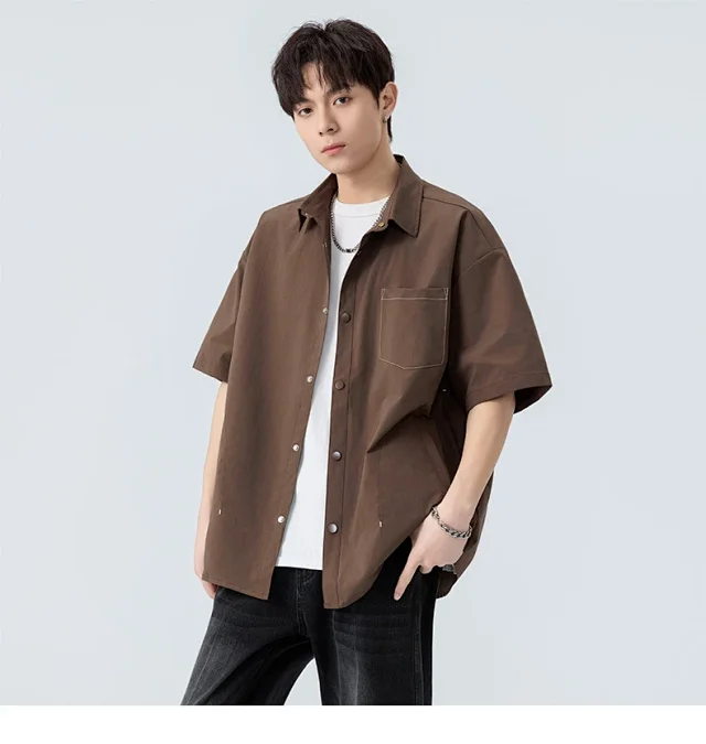 Men's Summer Short-sleeve Hong Kong-style Shirt Detail