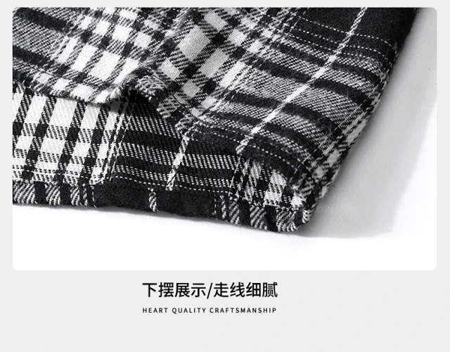 Autumn/Winter New Loose Hong Kong Style Plaid Shirt Detail