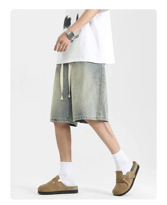 Men's Denim Shorts 2025 High Street Yellow Detail