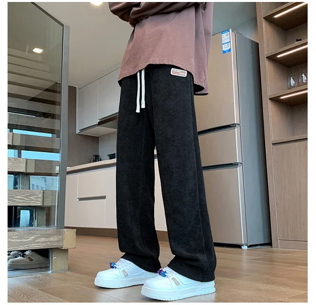 Autumn New Japanese Retro Corduroy Wide Leg Pants for Men Detail