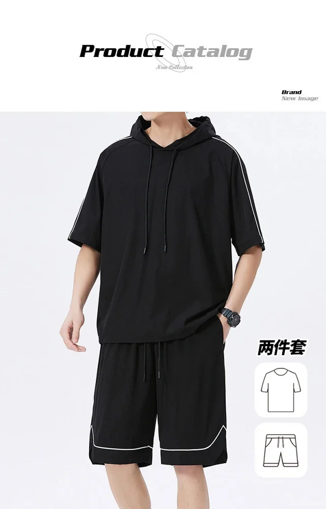 Summer Men's Hoodie & Shorts Set Detail