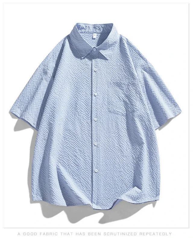 Summer New American Retro Short Sleeve Shirt Unisex Detail