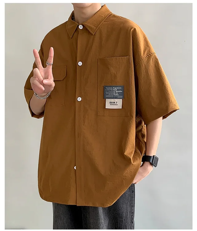 Men's Summer Ice Silk Short-Sleeve Shirt Detail