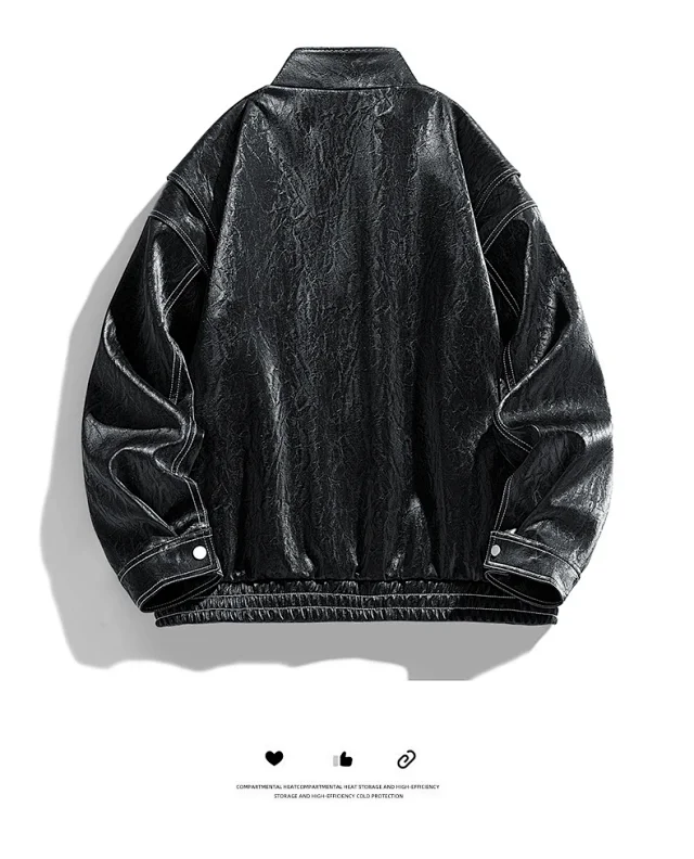 Autumn Streetwear Biker Jacket Detail