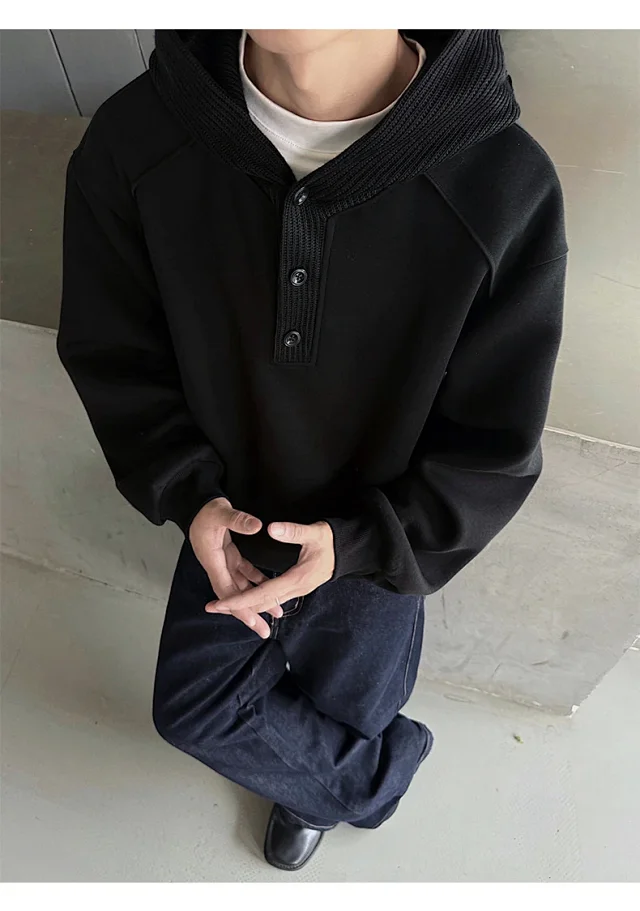 Men's Vintage Knit Hoodie Detail