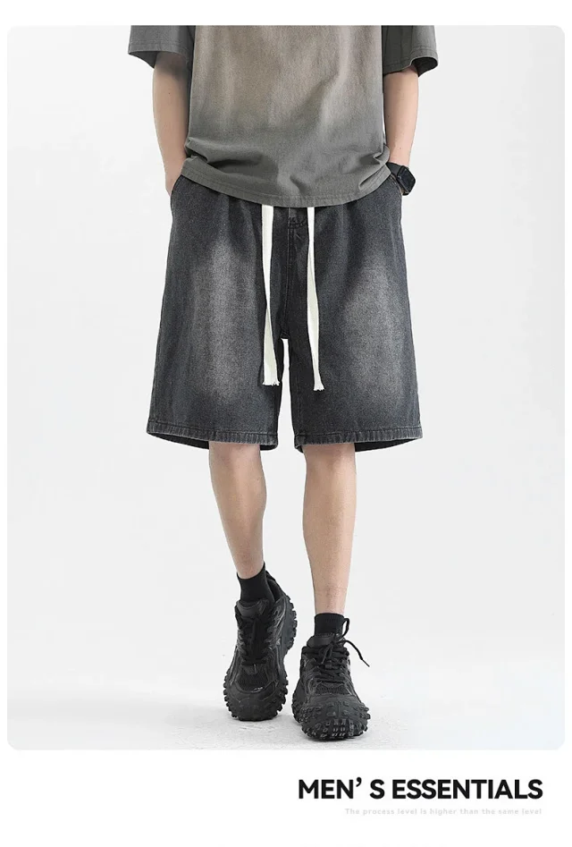 Men's Denim Shorts 2025 High Street Yellow Detail