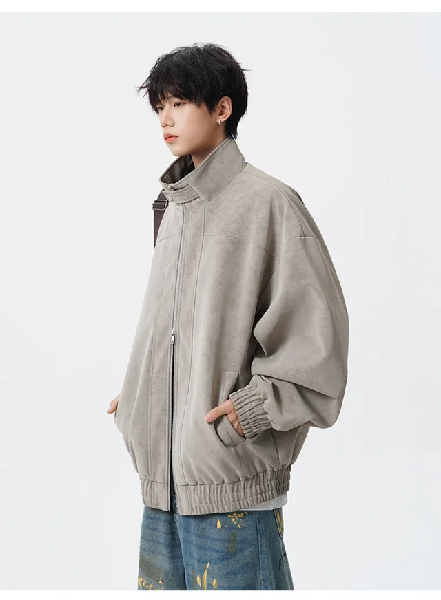Men's Leather Jacket with YKK Zipper Detail