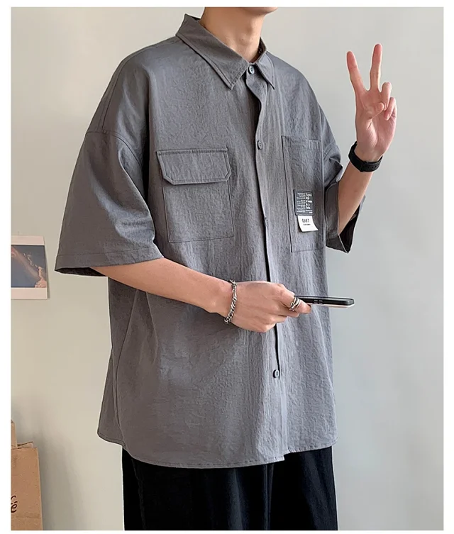 Men's Summer Ice Silk Short-Sleeve Shirt Detail